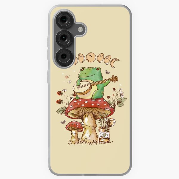 Item preview, Cottagecore Aesthetic Frog With Banjo Mushroom Moon Phases Art designed and sold by MrEddie10.