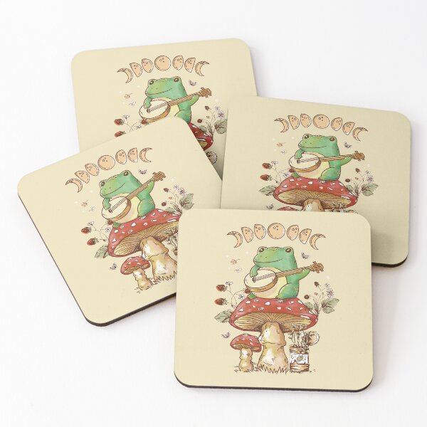 Item preview, Cottagecore Aesthetic Frog With Banjo Mushroom Moon Phases Art designed and sold by MrEddie10.