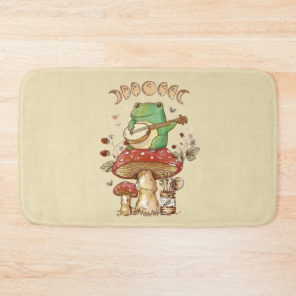 Item preview, Cottagecore Aesthetic Frog With Banjo Mushroom Moon Phases Art designed and sold by MrEddie10.