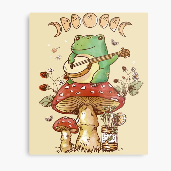 Cute Cottagecore Aesthetic Frog Mushroom Moon Witchy Vintage Mug - Teeruto