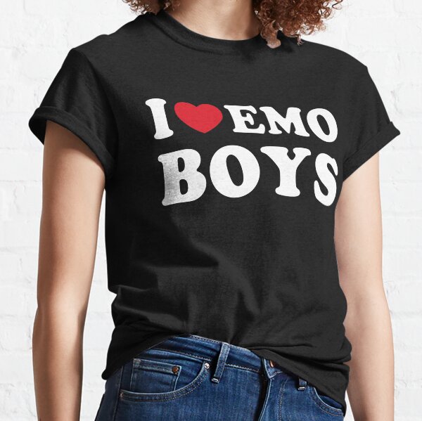 I Love Emo Boys Tee Emo Tee 2000s Heart Slogan Y2K 