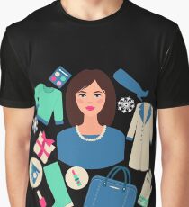 Shopping Winter in Flat Design with Woman Graphic T-Shirt