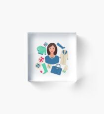 Shopping Winter in Flat Design with Woman Acrylic Block