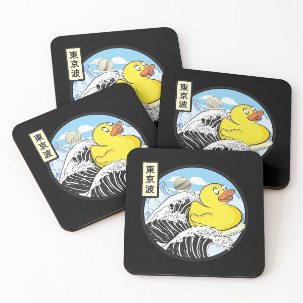 Item preview, Surfing Rubber Duck On Kanagawa Wave Vaporwave Kawaii Anime designed and sold by MichaelZaloga.
