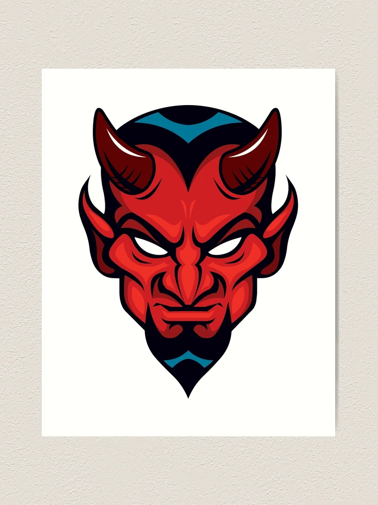 Red Devil. Red Head Merry Demon with Horns. Satan' Sticker