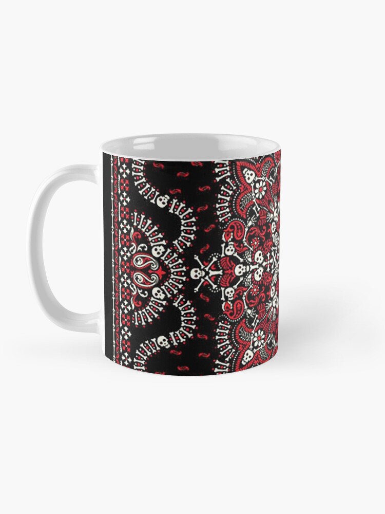 Skull Bandana, skull, bones, skeleton, black red bandana, bandana,red and  black bandana,henna pattern,middle eastern pattern,persian