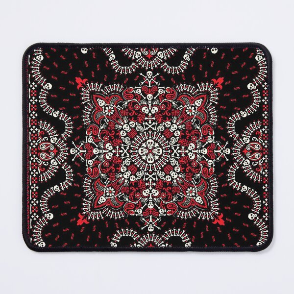 Item preview, Skull Bandana, skull, bones, skeleton, black red bandana, bandana,red and black bandana,henna pattern,middle eastern pattern,persian rug,etherial,spriritual,meditation,aromatherapy,red paisley designed and sold by Nostrathomas66.
