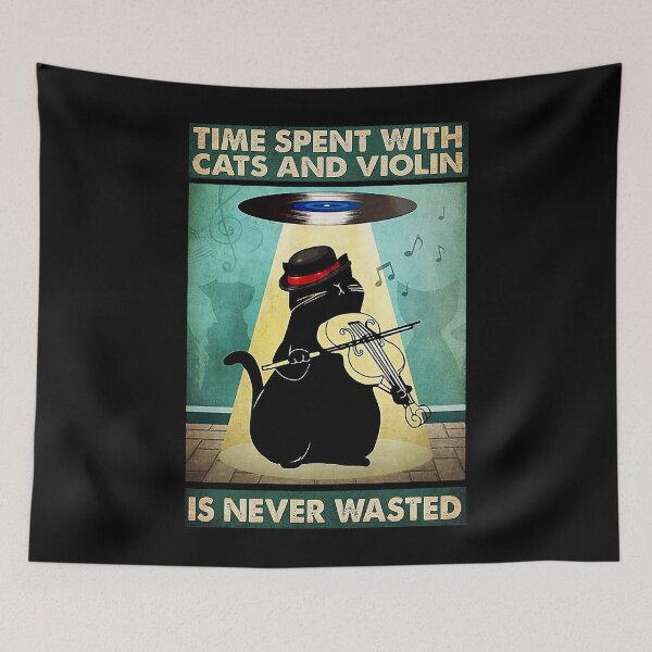 Item preview, Time Spent with cats and violin is never wasted black cat lover designed and sold by SimonsonNuala.