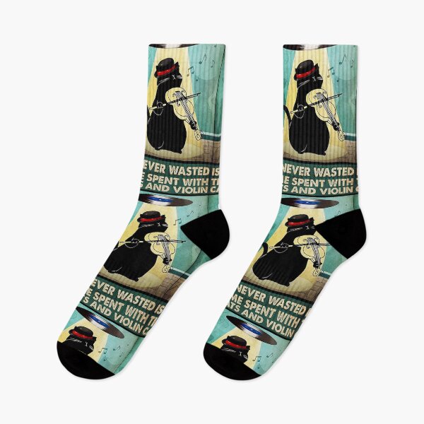 Item preview, Time Spent with cats and violin is never wasted black cat lover designed and sold by SimonsonNuala.