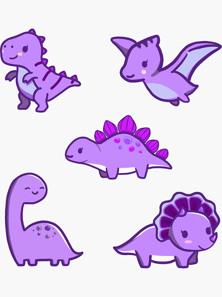 Purple Dino Bundle Sticker For Sale By Anastasia0511 Redbubble