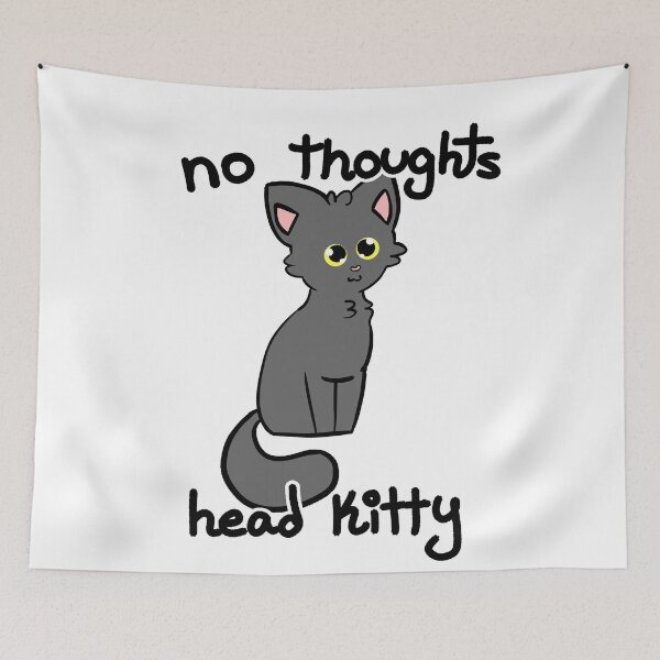 Item preview, no thoughts head kitty (grey version) designed and sold by mossmeow.