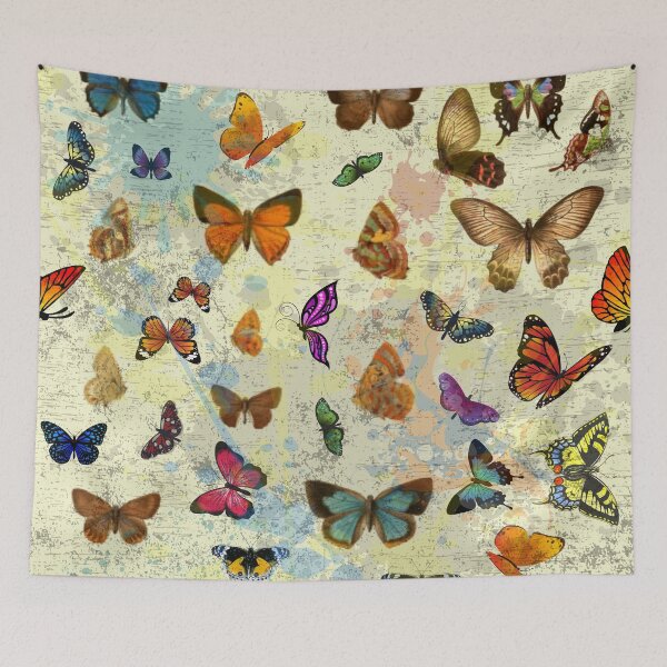 Item preview, Blue Yellow Orange Vintage Butterfly Motif designed and sold by whitedove457.