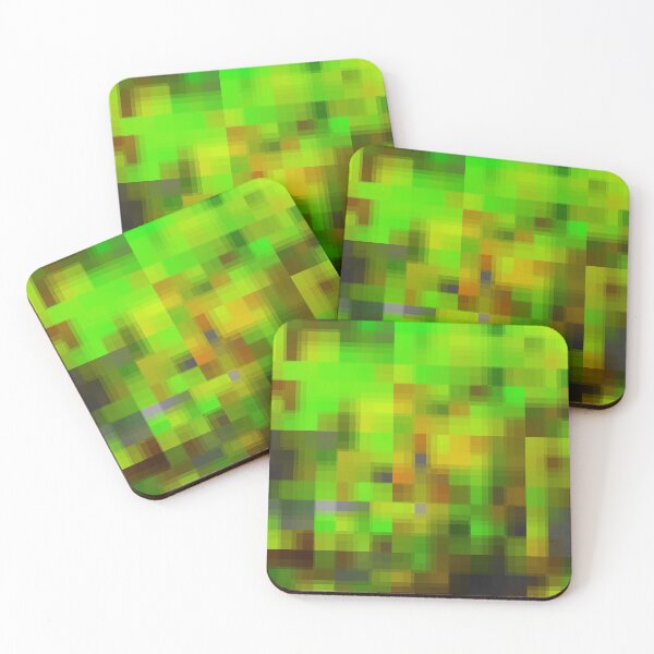 Item preview, graphic design geometric pixel square pattern abstract in green brown designed and sold by Mrvell.