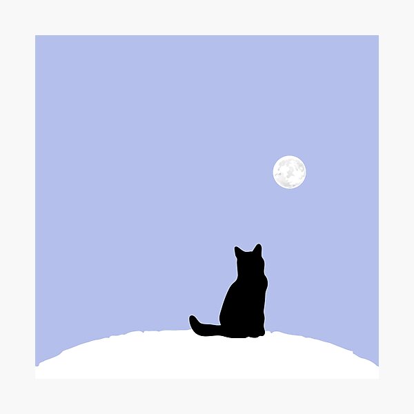 Item preview, cat silhouette looking at moon | designed and sold by mochipath.