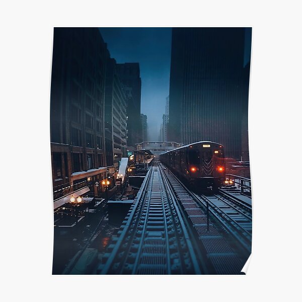 Gloomy Cold Winter City Train Track