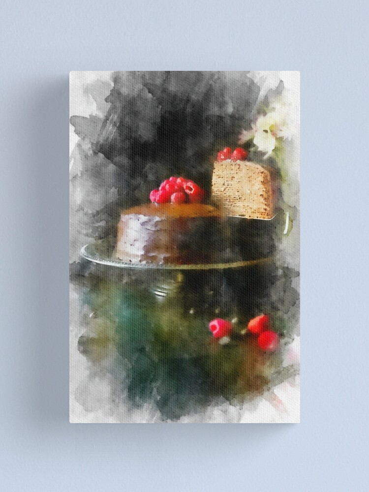 Hand Painted Chocolate Cake with Summer Berries Stock Illustration -  Illustration of food, dish: 73337481