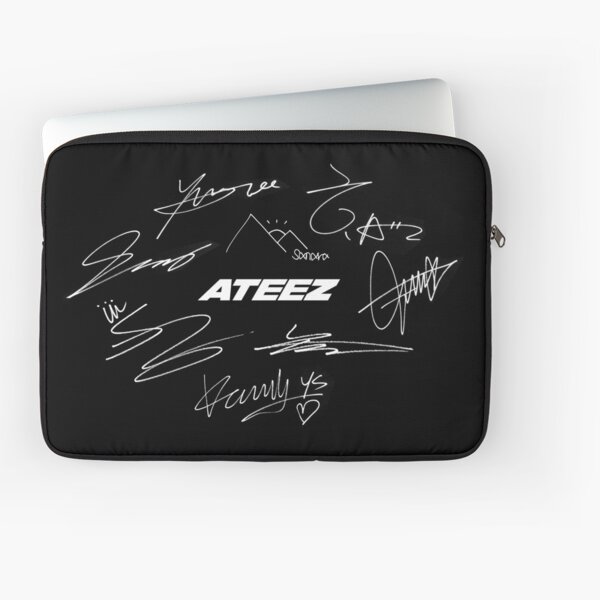 ATEEZ - Logo + autographs (black)