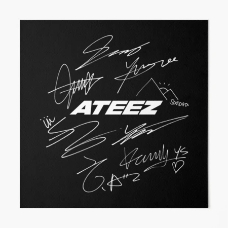 ATEEZ - Logo + autographs (black) | Art Board Print