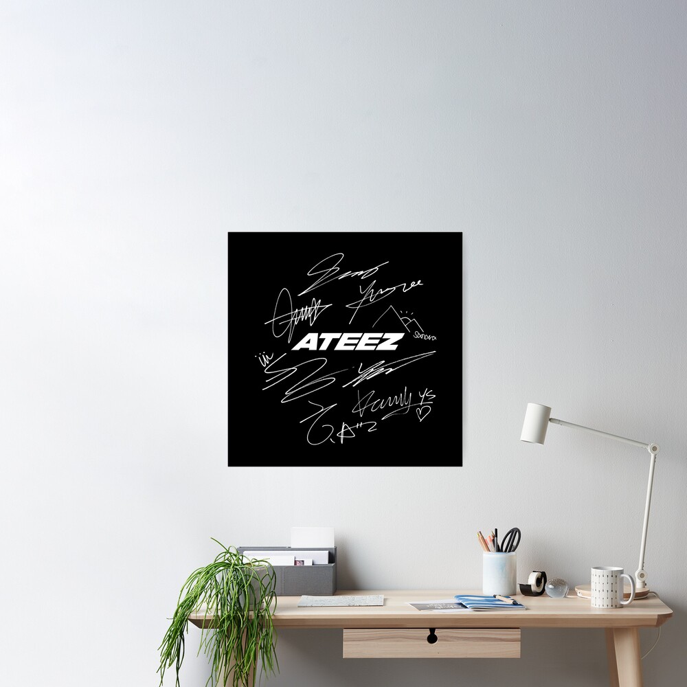 ATEEZ - Logo + autographs (black) | Poster