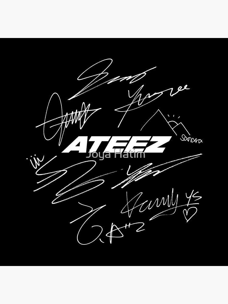 ATEEZ - Logo + autographs (black)