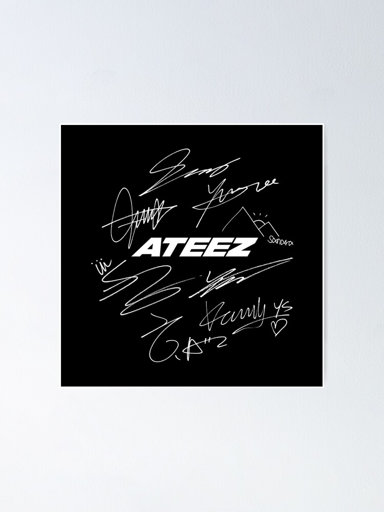 ATEEZ - Logo + autographs (black)