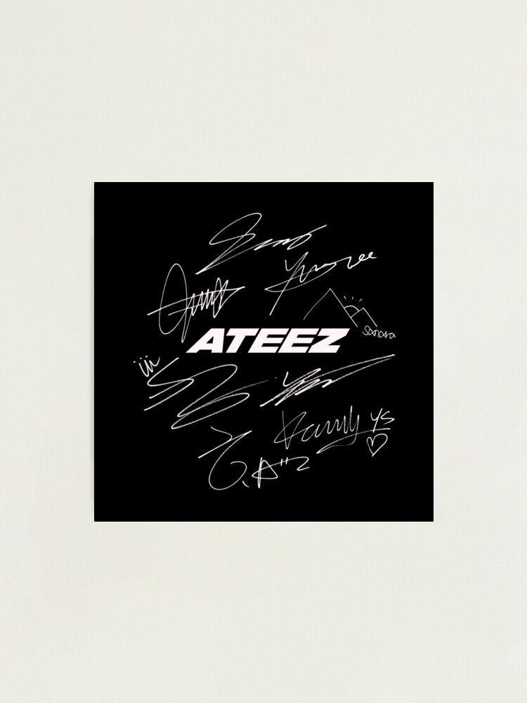 ATEEZ - Logo + autographs (black) | Photographic Print