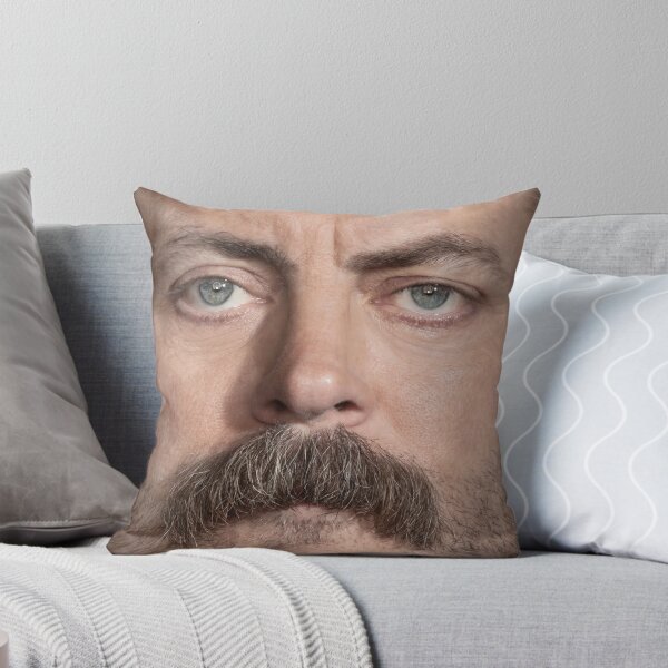 Item preview, Ron Swanson / Nick Offerman Face Throw Pillow designed and sold by Shappie112.
