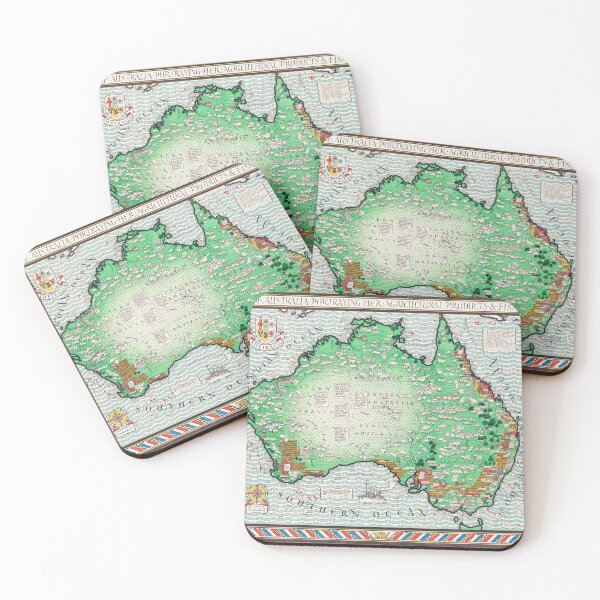 Item preview, Pictorial Map Print of Australia by MacDonald Gil (1930). designed and sold by vintagemapstore.