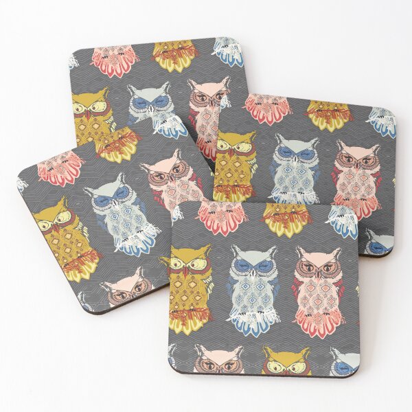Item preview, Colorful Owls On Gray designed and sold by MobertsonArt.
