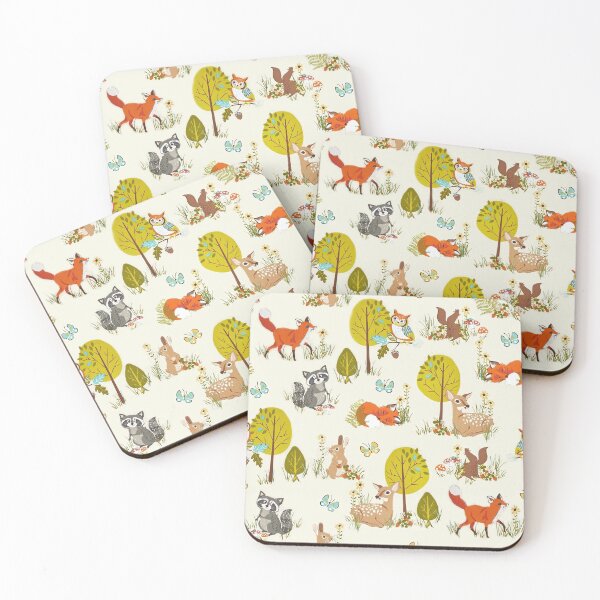 Item preview, Owl Fox Raccoon Rabbit Butterfly Woodland designed and sold by Mnightsa.