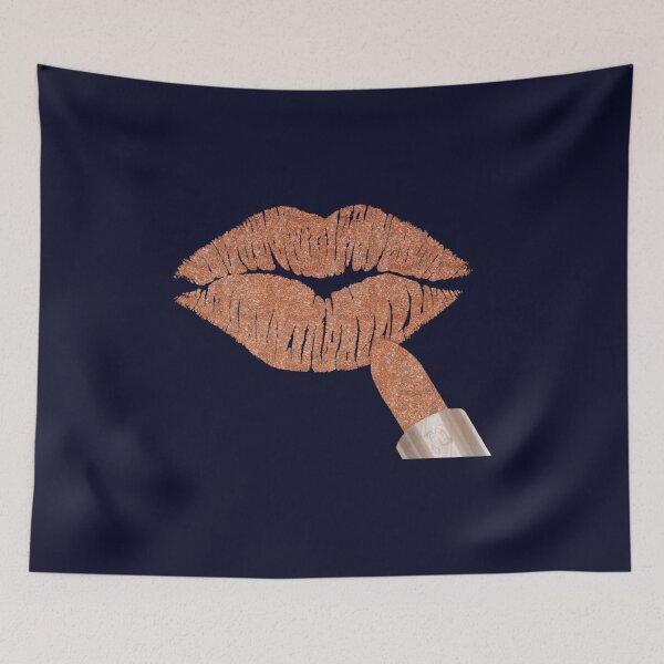 Item preview, Rose gold Kiss metallic glitter lips fashion art designed and sold by Filucry.