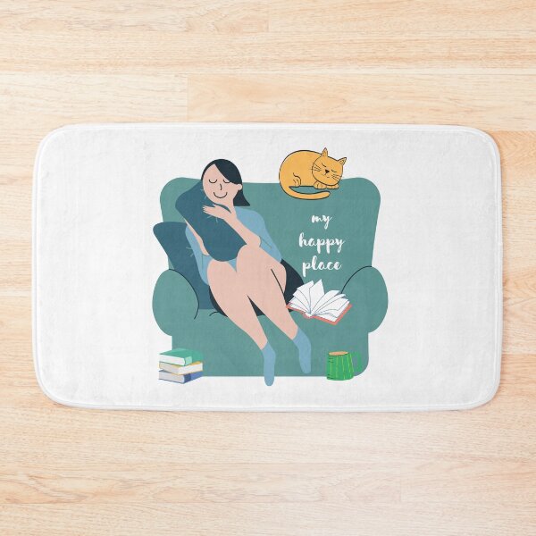 Item preview, My Happy Place Is With My Cat and Books Introvert Gift designed and sold by Nathalie Aynié.
