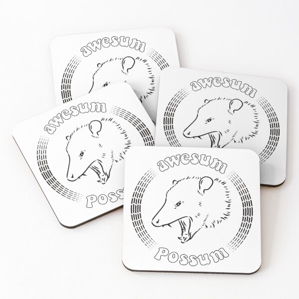 Item preview, 'Awesum Possum' opossum line drawing designed and sold by Happy Puppy Print On Demand.