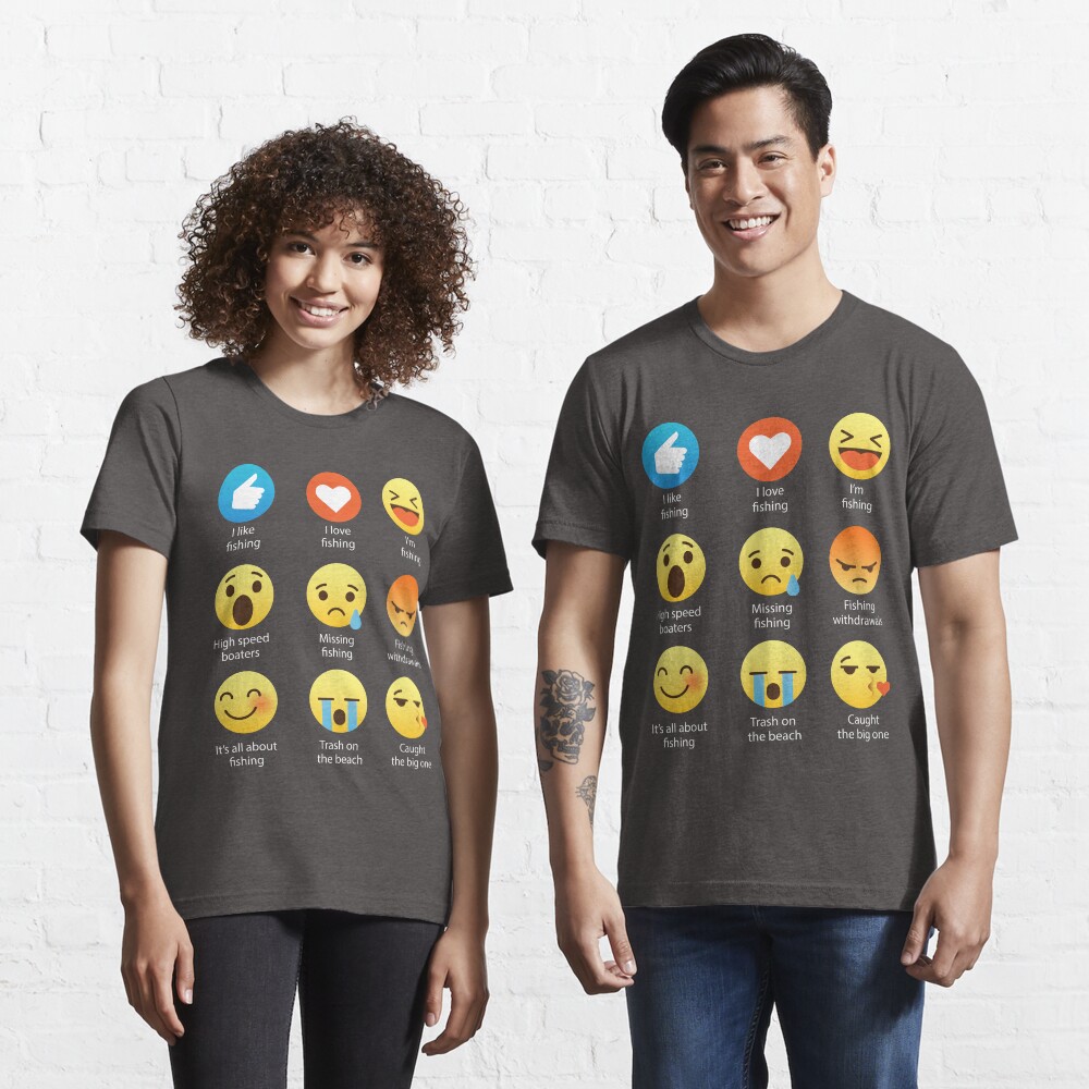 I Love Fishing Emoji Emoticon Graphic Tee Funny Sports Fishing Fisherman T Shirt By Desindie Redbubble