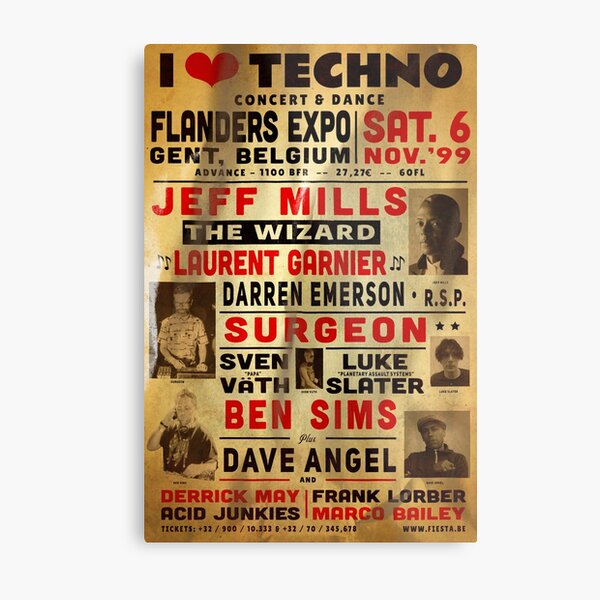 Item preview, I Love Techno Belgium Festival 1999 Jeff Mills Laurent Garnier Surgeon designed and sold by Lick-Design.