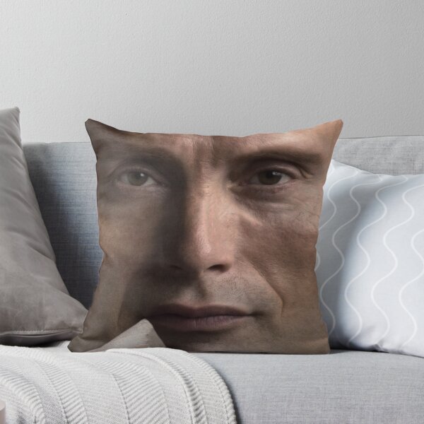 Item preview, Mads Mikkelsen / Hannibal Lecter Face Throw Pillow II designed and sold by Shappie112.