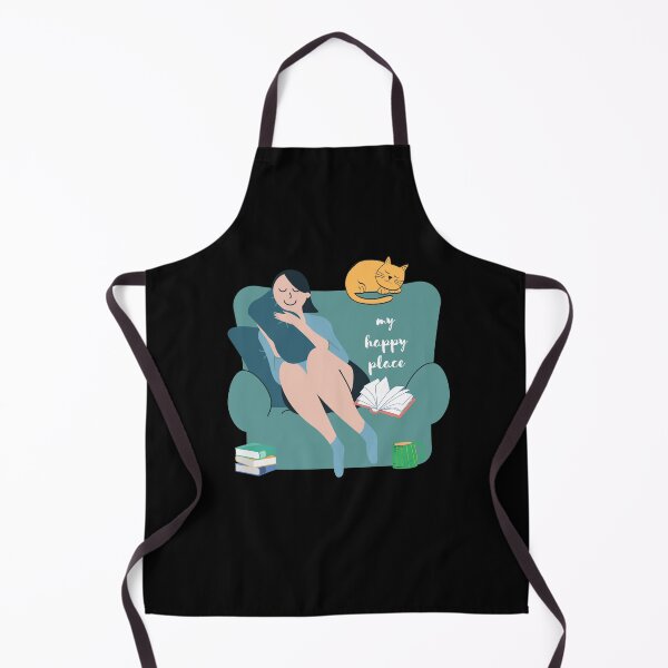 Item preview, My Happy Place Is With My Cat and Books Introvert Gift designed and sold by Nathalie Aynié.
