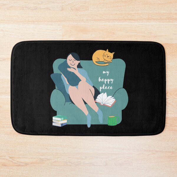 Item preview, My Happy Place Is With My Cat and Books Introvert Gift designed and sold by Nathalie Aynié.