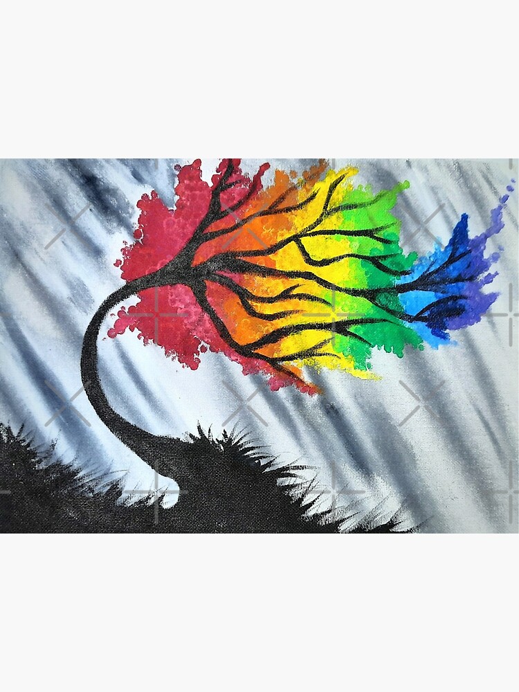 rainbow willow tree painting