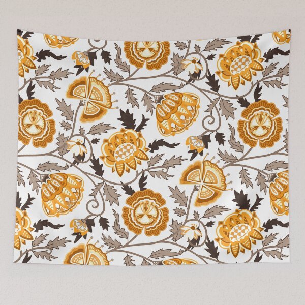 Item preview, Modern Indian Chintz - Yellow Grey designed and sold by TigaTiga.