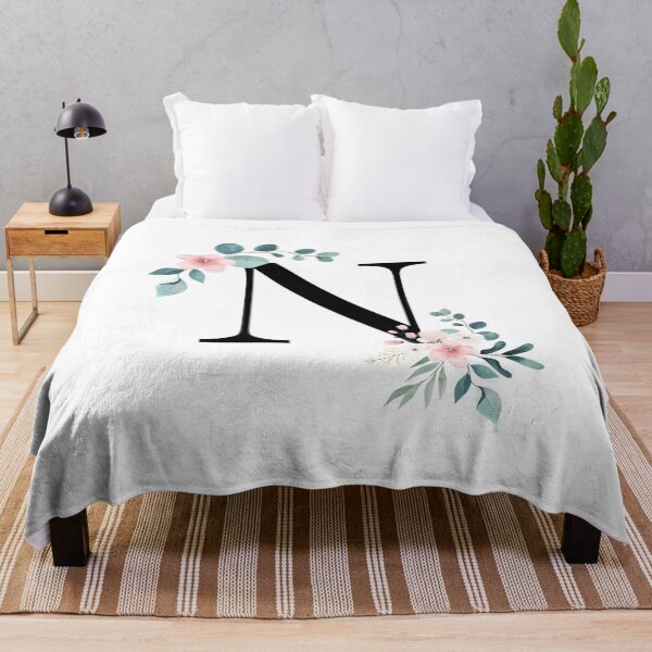 Item preview, N - Watercolor Floral designed and sold by Monograms Ultd.