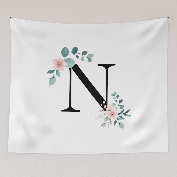 Item preview, N - Watercolor Floral designed and sold by Monograms Ultd.
