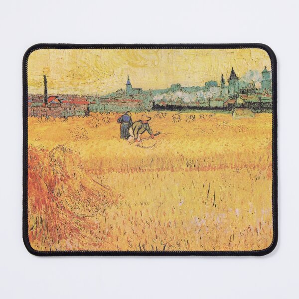 Aperçu de l'œuvre Champ de blé avec vue sur Arles (1888) Par Vincent Van Gogh créée et vendue par Designedbysm.