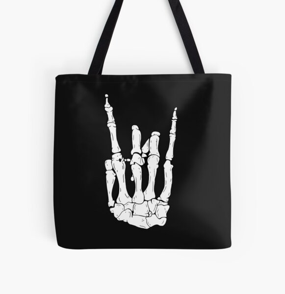 Skeleton Rocker Hand All Over Print Tote Bag