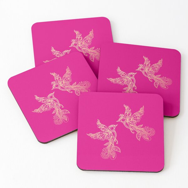 Item preview, Elegant Lovebirds - Gold/Hot Pink designed and sold by PawsitiveMum.