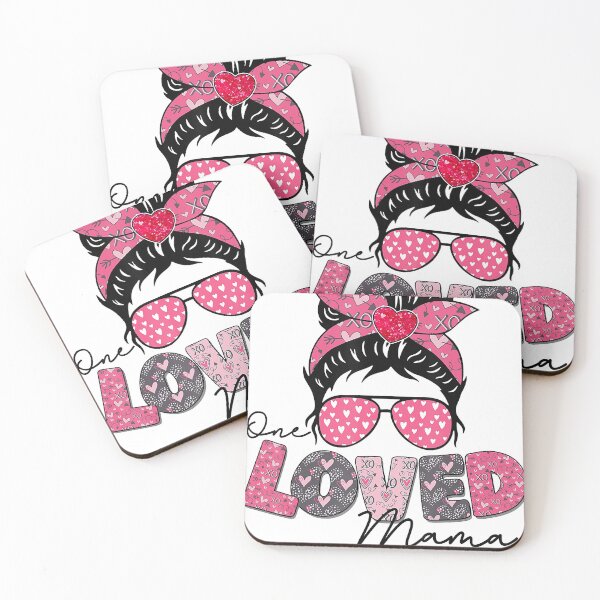 Item preview, One Loved Mama Messy Bun Buffalo Plaid Valentine's Day designed and sold by BrandyBare.