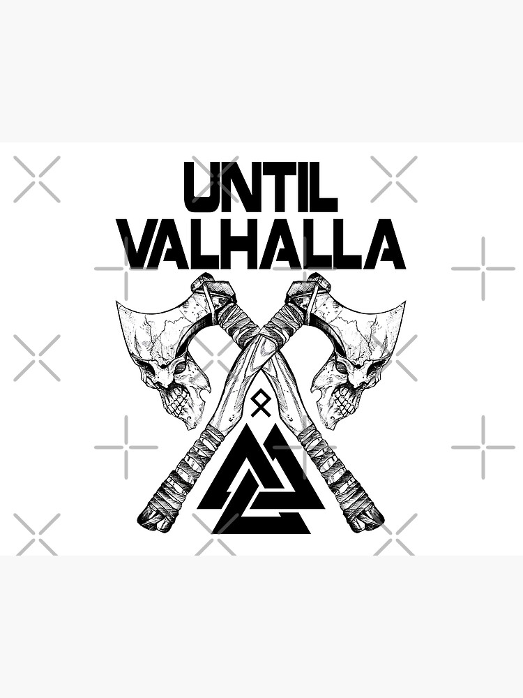 Viking with two axes, black background, ready to fight, logo, wa 