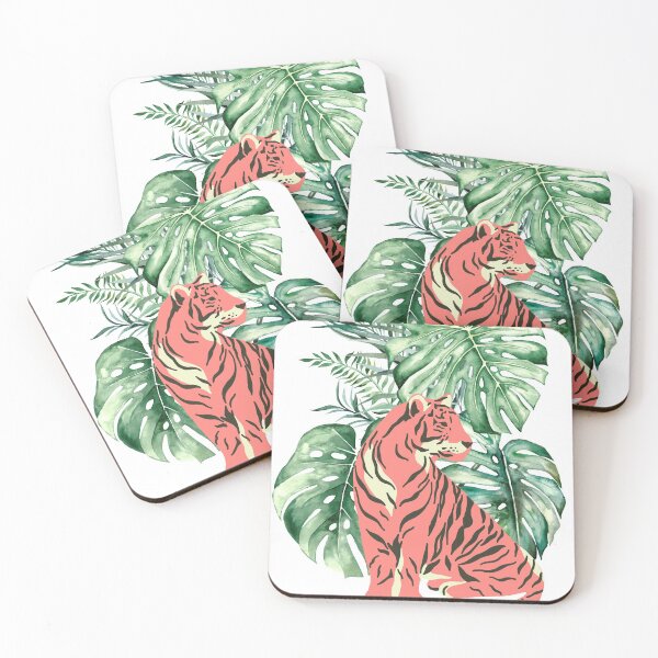 Item preview, Pink Tiger And Monstera Tropical Leaves designed and sold by DAFIN.