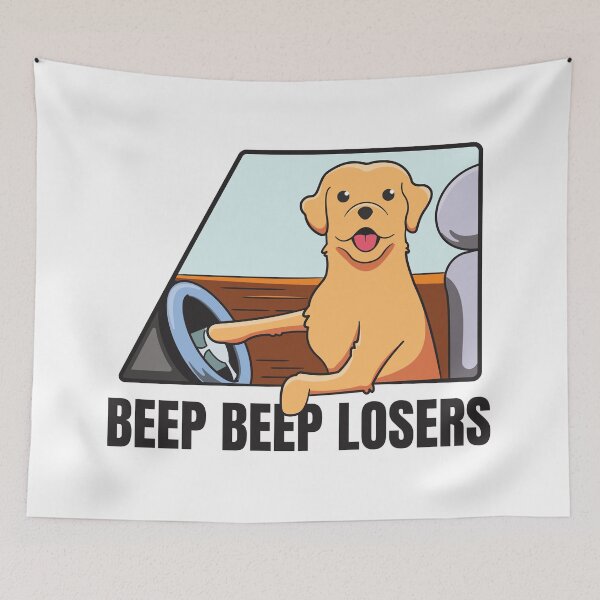 Item preview, Beep Beep Losers - Funny Dog Driving a Car Golden Retriever Driving designed and sold by thecatcouch.