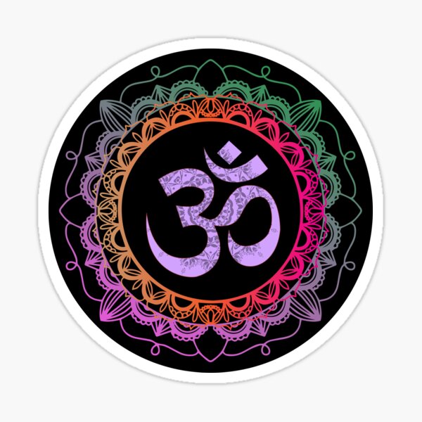  Om (Aum) Decal 4 Pack: Meditation Om, Om Symbol Flower